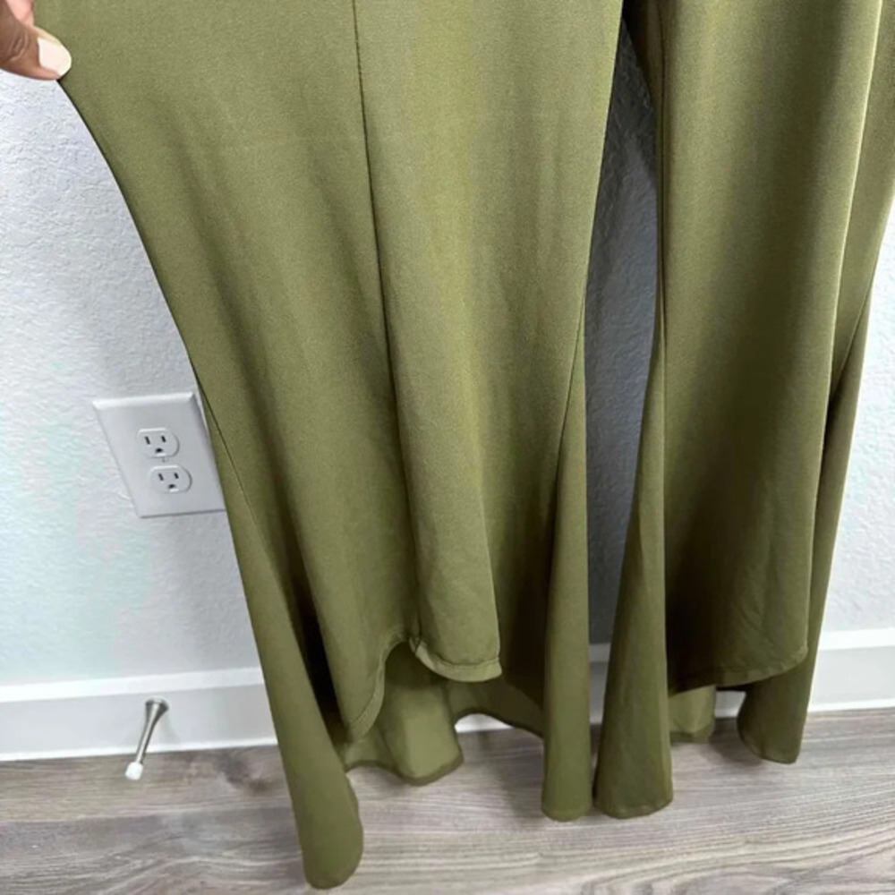 Boston Proper‎ Jumpsuit Women's Size 14 Green Halter Sleeveless Wide Leg Palazzo - Picture 7 of 10